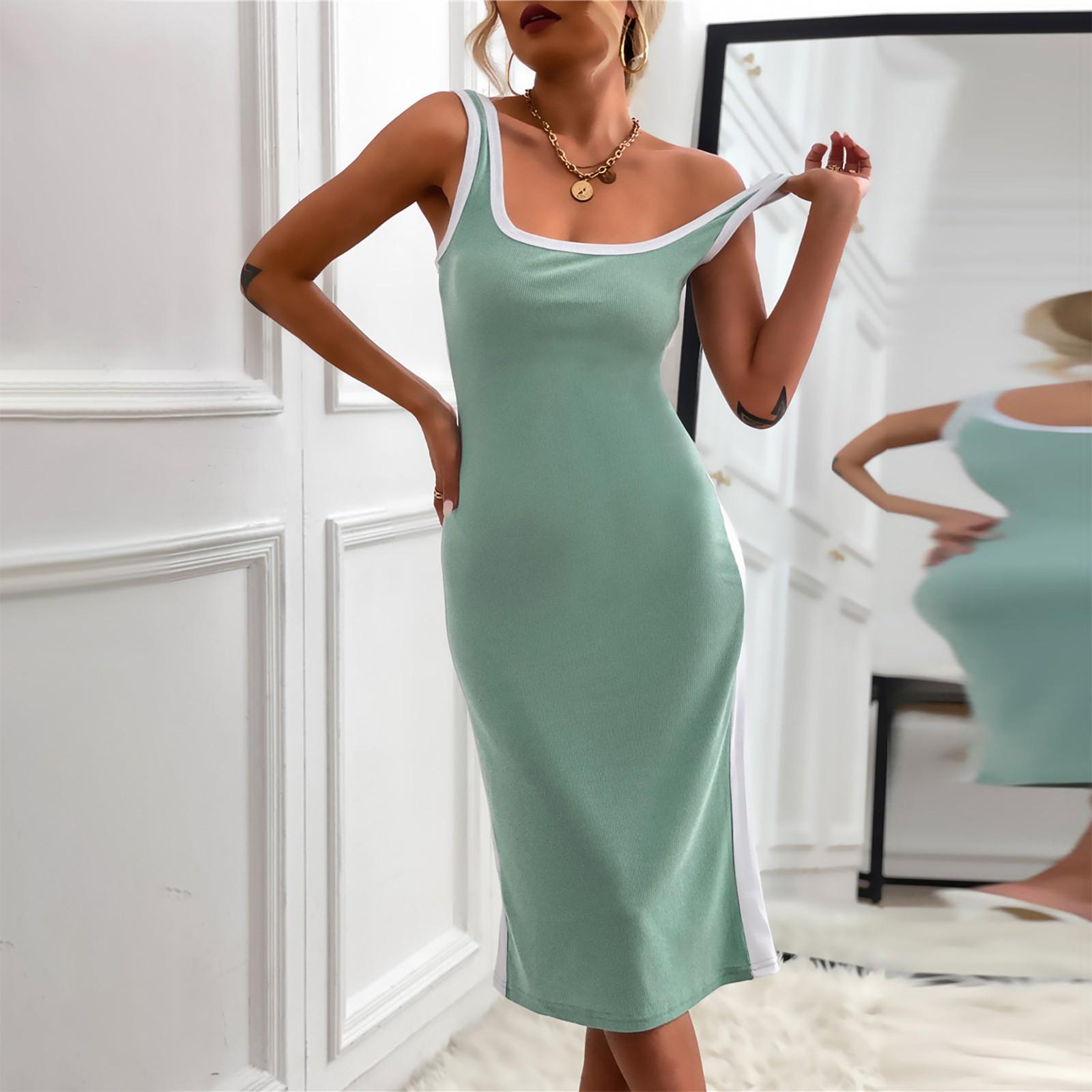 

Женское модное трикотажное платье без рукавов XL тёмно-синий