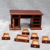 Realistic Miniature Wooden Office Desk With Chair 1/12 Scale Historical Study Room Addition For Models