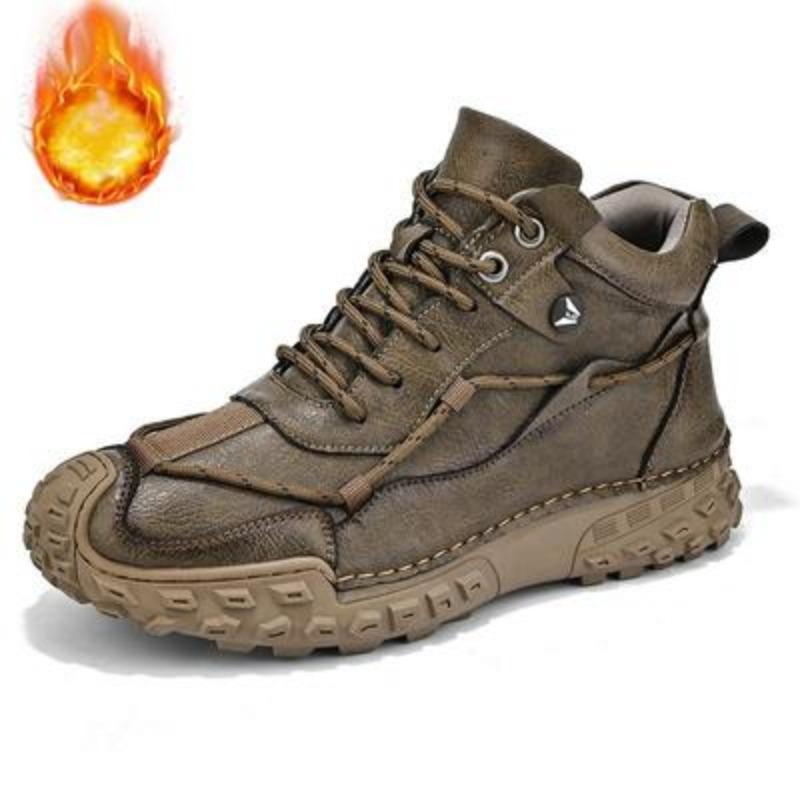 

38-46 Большие размеры Мужские кожаные ботильоны ручной работы с узором Мягкие удобные носки Ботильоны Осень-зима Мужские ботинки Кожаная обувь ручной работы 46-1 коричневый