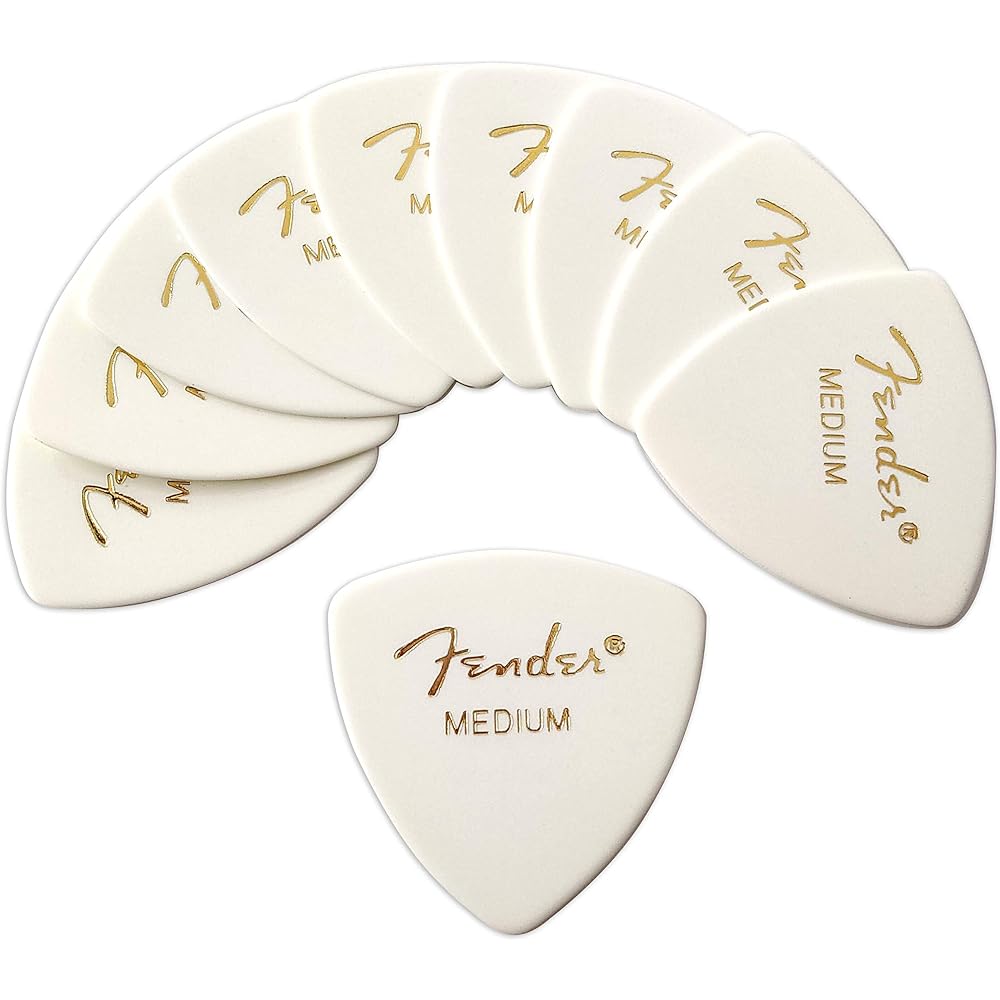 Медиаторы Fender, 10 треугольных медиаторов, белые.