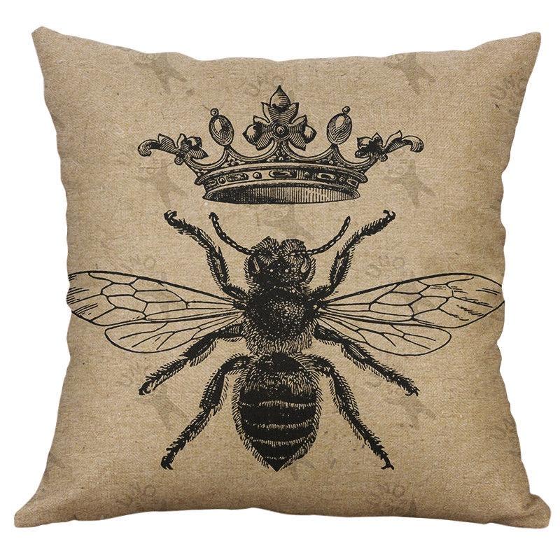 Elegant 18" Butterfly Bees Cotton Linen Pillow Case For Stylish Home Decor