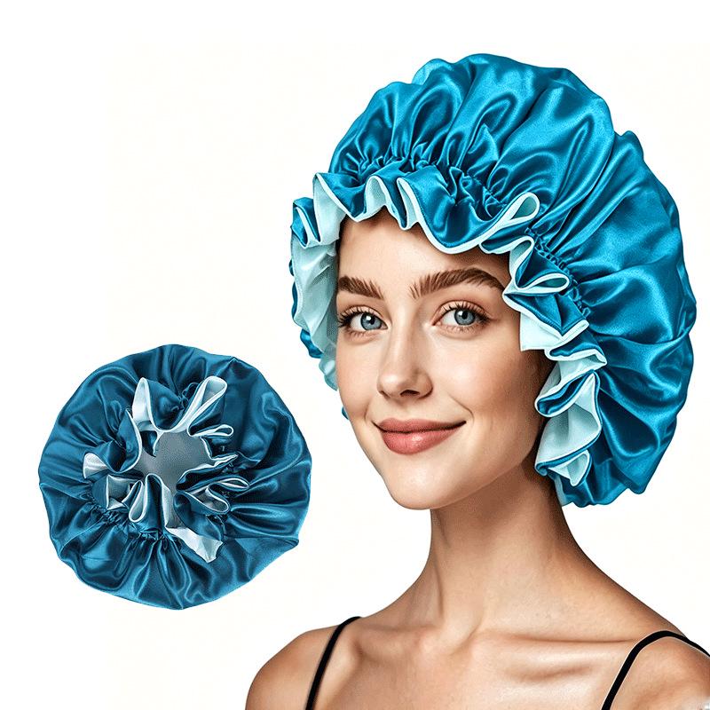 Double-layer Satin Lace Nightcap - Silk Imitation Hair Protection Cap