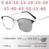 Photochromism Eyeglasses Square Alloy Frame  Myopia Glasses Outdoor Uv Protection Diopter -0.5 -1.0 -1.5 -2.0 To -6.0