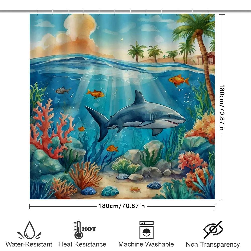 Unterwasser-Paradies Duschvorhang Blauwal Korallenriff Design Für Badezimmer Dekoration