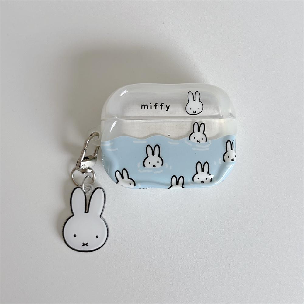 Waves Rabbit Silicone Earphone Case Cove for Apple Airpods 4 3 2 Pro 2 Pro 3 Funda With Charm Pro3 Headphone Cases