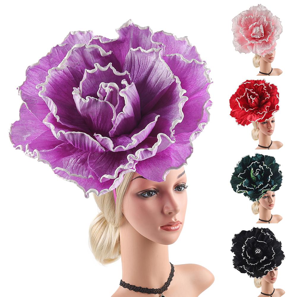 Large Flower Fascinator Exaggerated Headband and Clip Elegant Hair Accessory  for Women