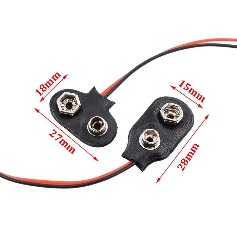 1-10PCS 9V Battery Clips 10-15cm DC5521 Male/Female Connector Buckle 9 Volt Battery Clip Connector I/T-Type Battery Holder