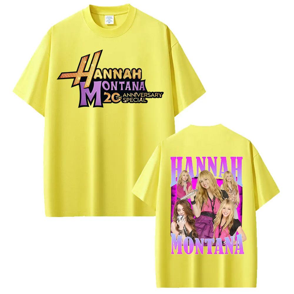 Pop Star Hannah Montana 20 Years Anniversary Fashion T Shirts Men Women Summer Tops Vintage Oversized Cotton Tshirts Streetwear