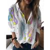 Sommer Minimalistisches Hemd mit Digitalem Blumenprint Knopfleistenhemd Oberteil für Damen Hawaiianischer Strandurlaub Lässiges Hemd