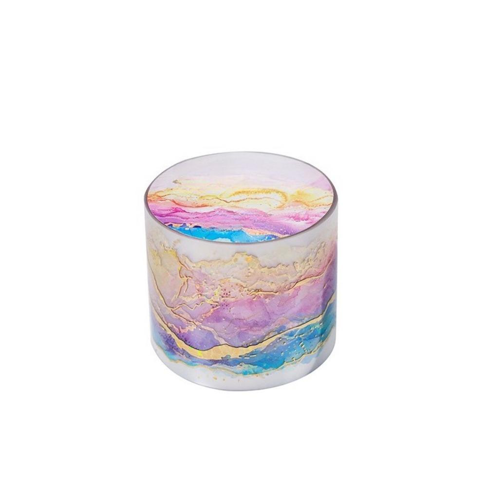 1PC watercolor smudging and bronzing PET tape, color paradise series handbook material decoration circular sticker