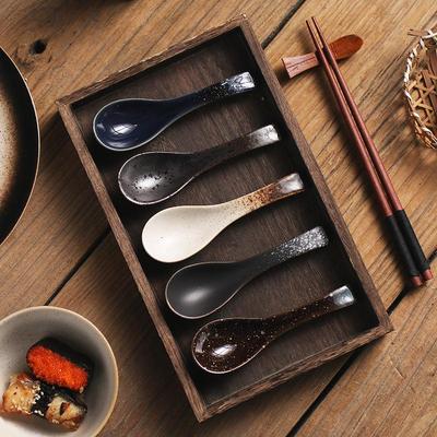 Japanese Creative Ceramic Bent Spoon: Versatile Ramen, Soup, Rice & Tableware Spoon Set