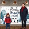 Winter Party Display Glitter Text Arctic Animals Backdrop Penguin Theme Backdrop Winter Forest Scene Winter  Banner