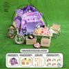 Miniature Camping Tent Set Glamping Dollhouse Furniture with Picnic Table Bicycle & Pretend Food 1:12 Tiny Tent Playset for Kids