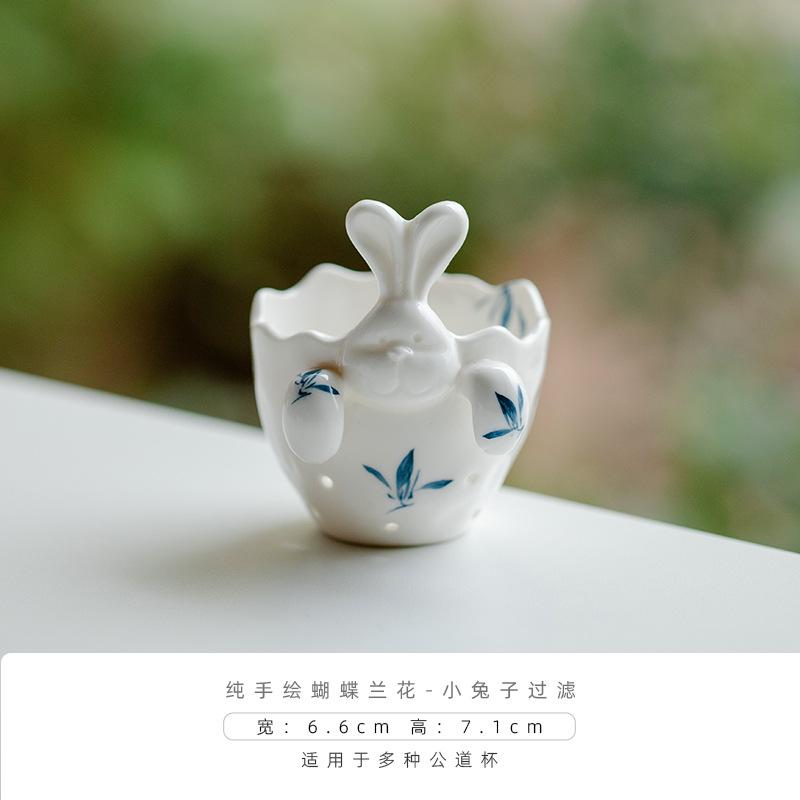 

Ceramic Creative Hand-painted Butterfly Rabbit Filter Tea Making Cup Tea Leakage Filter Water Separation Tools Home Accessories