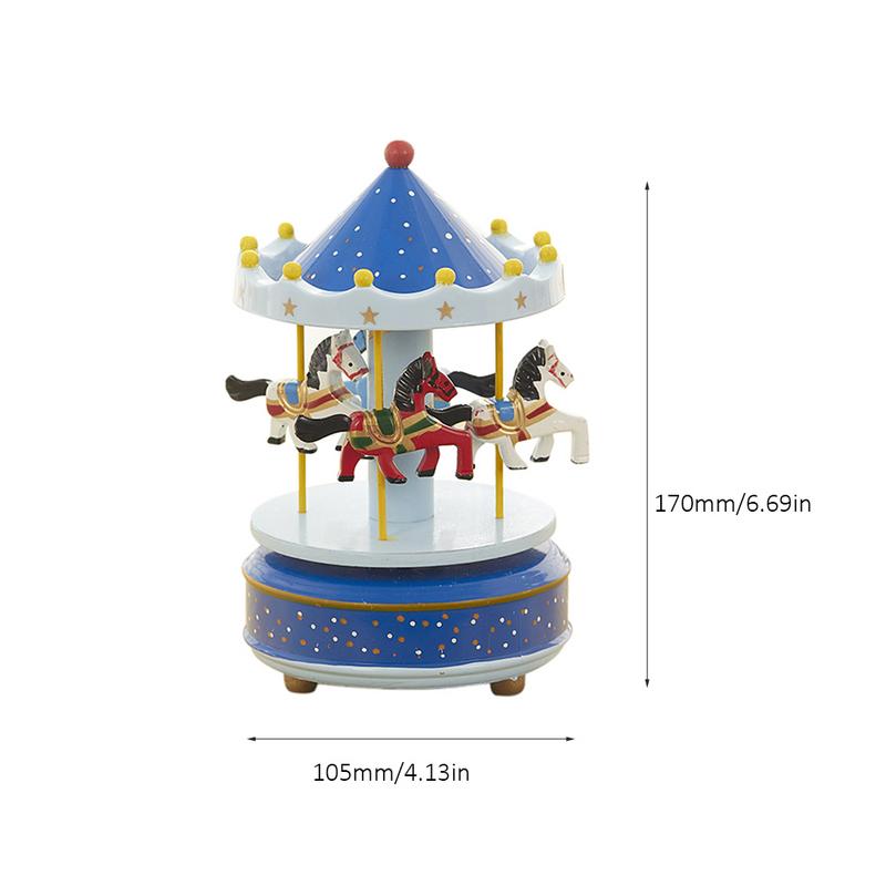6 Colors Wooden Music Box Toy Child Baby Game Home Decor Carousel Horse Music Box Christmas Wedding Birthday Gift