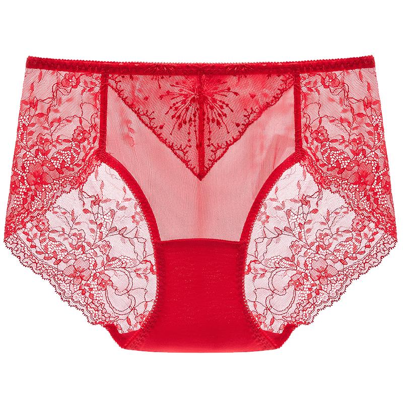 Maniform Women's Lucky Red Lace Mid-Low Waist Briefs