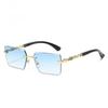 New borderless sliced fashion sunglasses European and American personalized leopard decoration personalized trimmed PC sunglasses