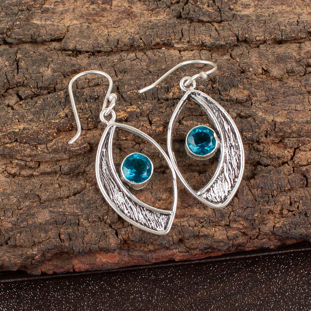 Apatite Gemstone 925 Sterling Silver Jewelry Handmade Drop/Dangle Earrings 1.60" EE-61-3