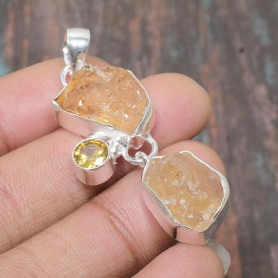 Citrine Crystal, Citrine Gemstone Handmade Solid 925 Sterling Silver Jewelry Pendant For Women