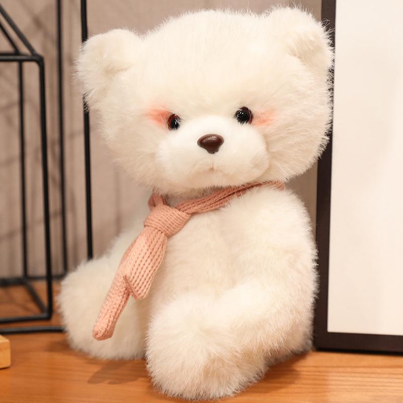 Soft Cute Scarf Teddy Bear Plush Doll Hairy Bear Rag Doll Girl Bed Pillow Doll Gift