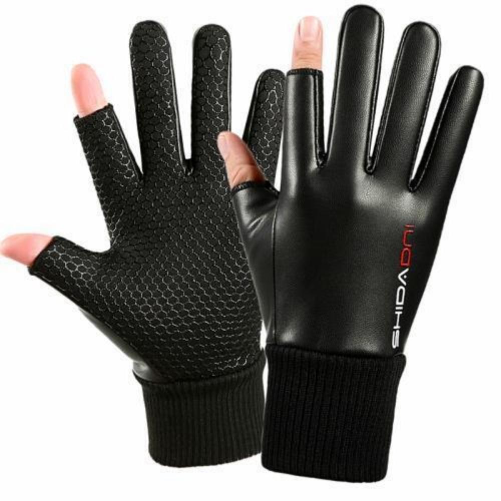 Leaky two-finger leather thermal leather gloves