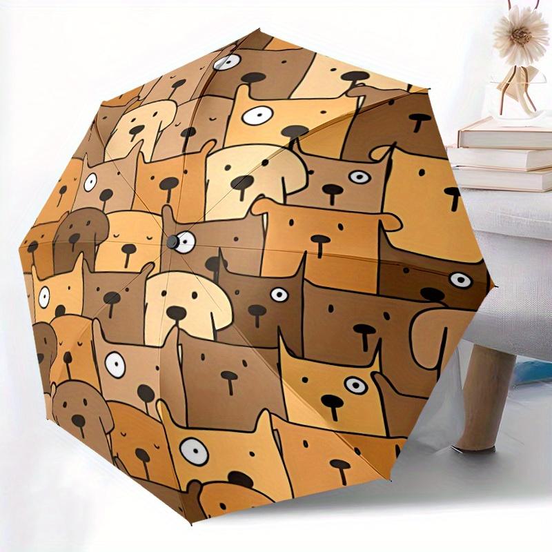 1pc Cartoon Dogs Automatic Open/Close Umbrella, Umbrella with cartoon Design, Portable Compact Umbrella for Men & Women, Good Holiday Gift y