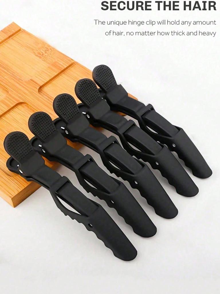 6pcs/Set Pink Salon Crocodile Clips, Plastic Alligator Hair Clips, Seamless Bangs Clips