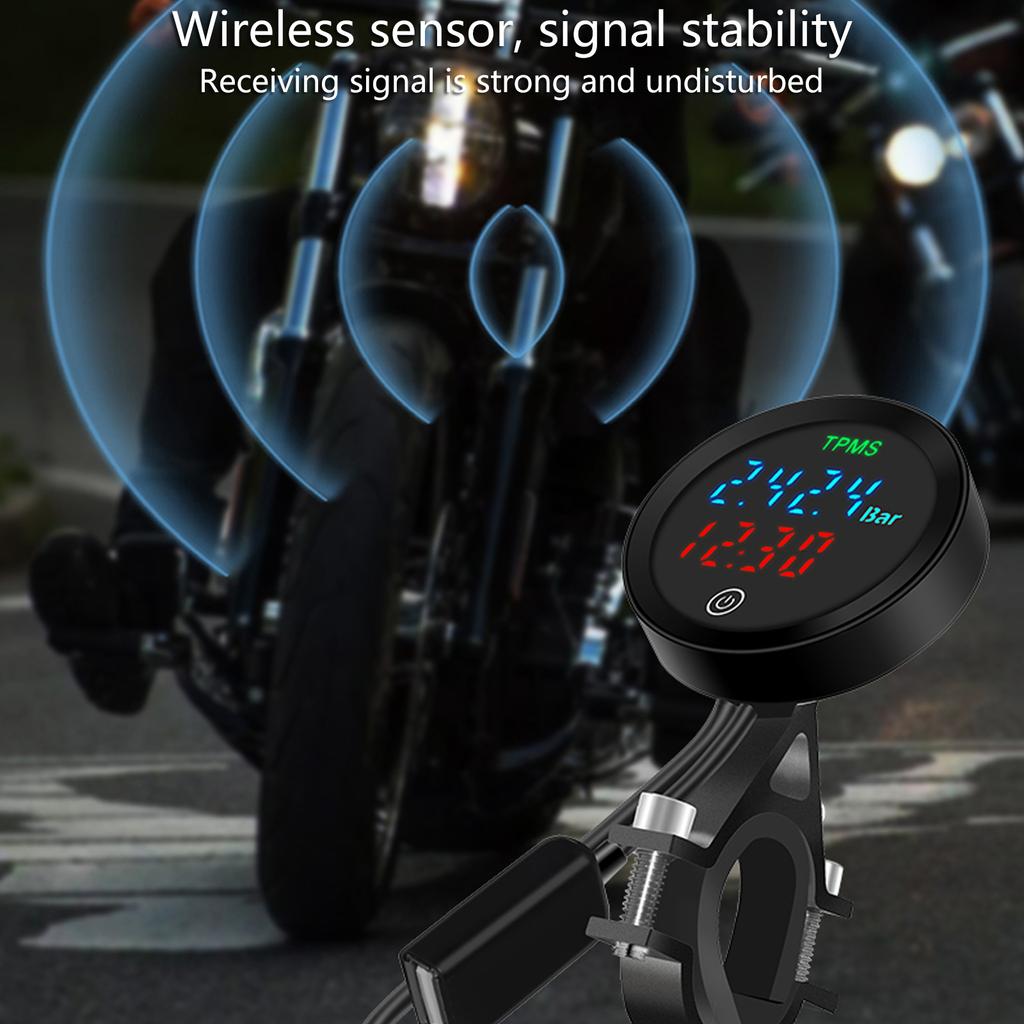 Verbesserter Motorrad-Reifendrucksensor Reifendruckalarm Wasserdichtes Reifendrucküberwachungssystem Einfache Installation
