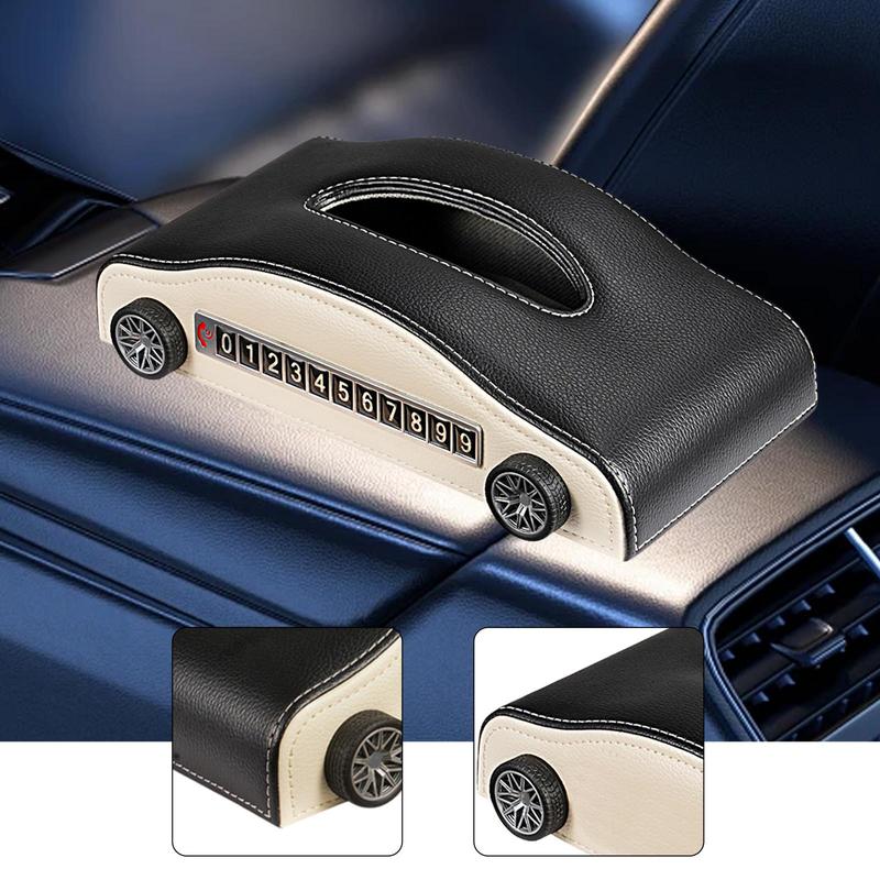 Car Tissue Box Holder PU Leather Novelty Practical Versatile Interior Accessory Car Napkin Holder for Vehicle Gift Truck