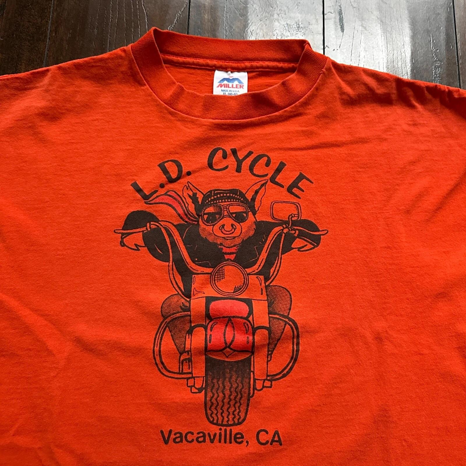 

Vacaville California Hog Vintage T Shirt 80s Motorcycle Harley Davidson Pig LD S