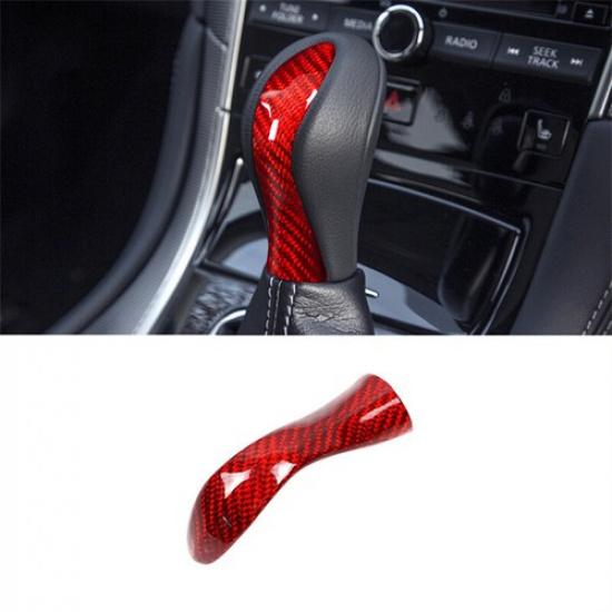 Red Real Carbon Fiber Car Center Gear Shift Knob Cover For Infiniti Q50 14-17