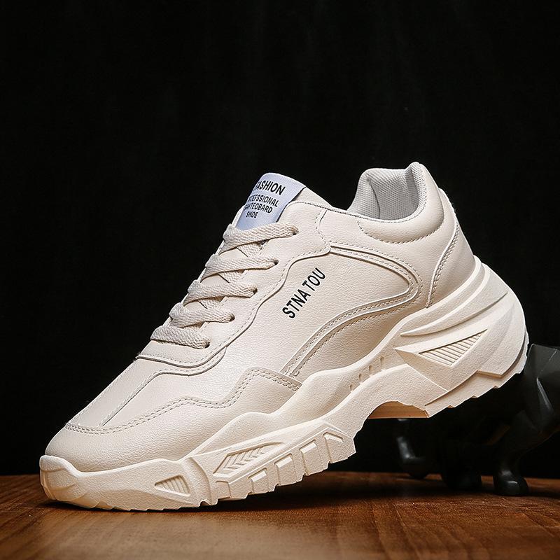

Кроссовки мужские осенние новые кроссовки на платформе для бега спортивная обувь из искусственной кожи белые на шнуровке мужские вулканизированные туфли дизайнерские массивные кроссовки 39