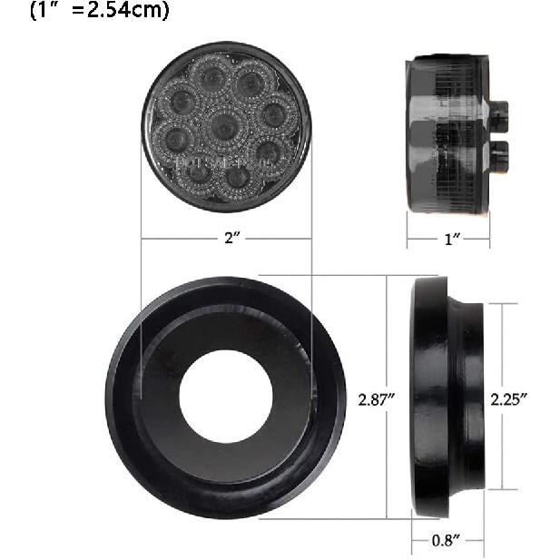 MACHSWON 2PCS 2" Round Red Side Marker Lights with Smoked Lens Universal for 12V Trailers Trucks Vans etc. IP67 Waterproof Led Clearance Marker