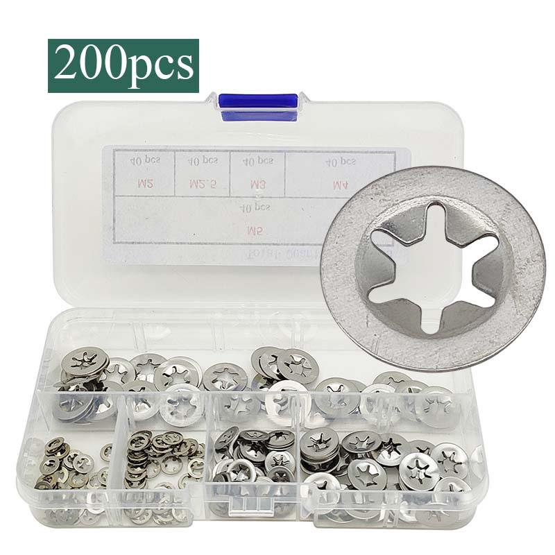 180-Piece Set: 304 Stainless Steel Internal Tooth Conical Spring Washers, M3-M12