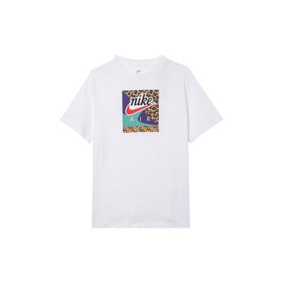 Nike Leopardenmuster Grafik Sportlich Lässig Rundhals Vintage Kurzarm T-Shirt Damen Tops Weiß DN5883-100