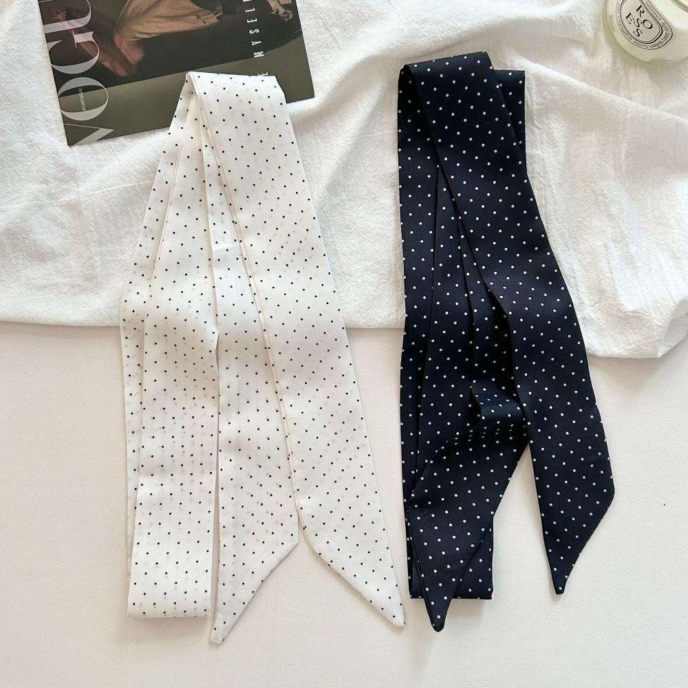 Dot Print HairBand Women Head Scarves Silk Feel Bag Wrist Bandana Skinny Silk Scarf Spring Summer