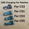 For Realme C33 C51 C53 C55 Micro USB Charger Dock Connector Charging Port Microphone Flex Cable Replacement Parts