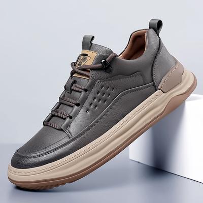 2024New Men Luxury Brand Vulcanized Shoes Trendy Walking Sneakers Breathable Casual Genuine Leather Shoe Flat Bottom Trendy Shoe