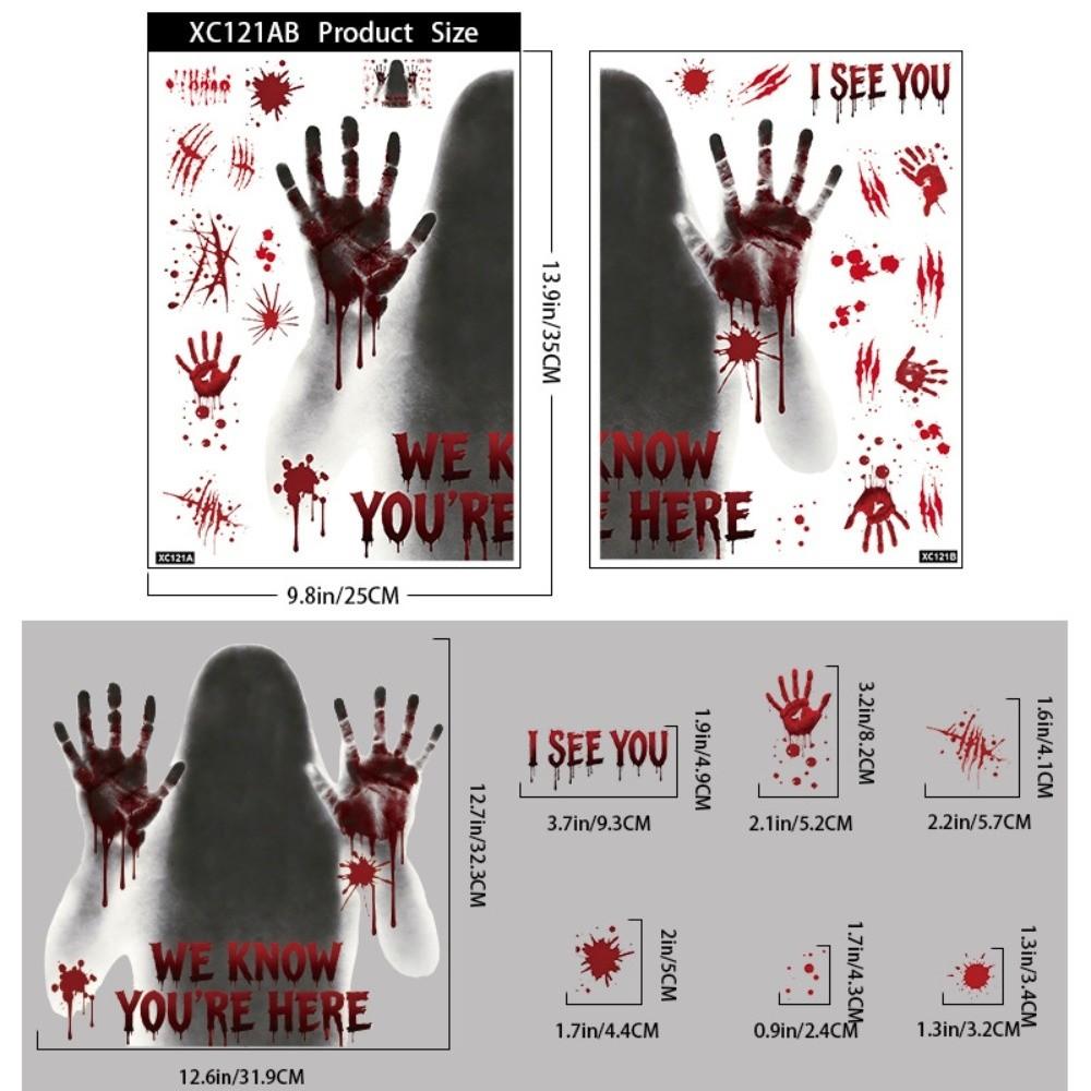 Bloodstained Handprint Scary Ghost Window Sticker Spooky Party Door Stickers Glass Mirror