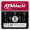 D'addario Pl011-5, .011 - Pack of 5 Individual Strings Pure Steel – Guitar
