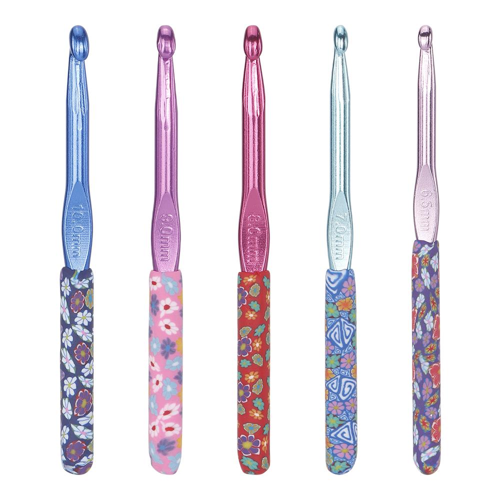 

5PC/SET Flower Printed Thick Crochet Hook Tool, Colorful Fashion Weaving Tool for DIY Knitting Sweaters, Scarves, Blankets