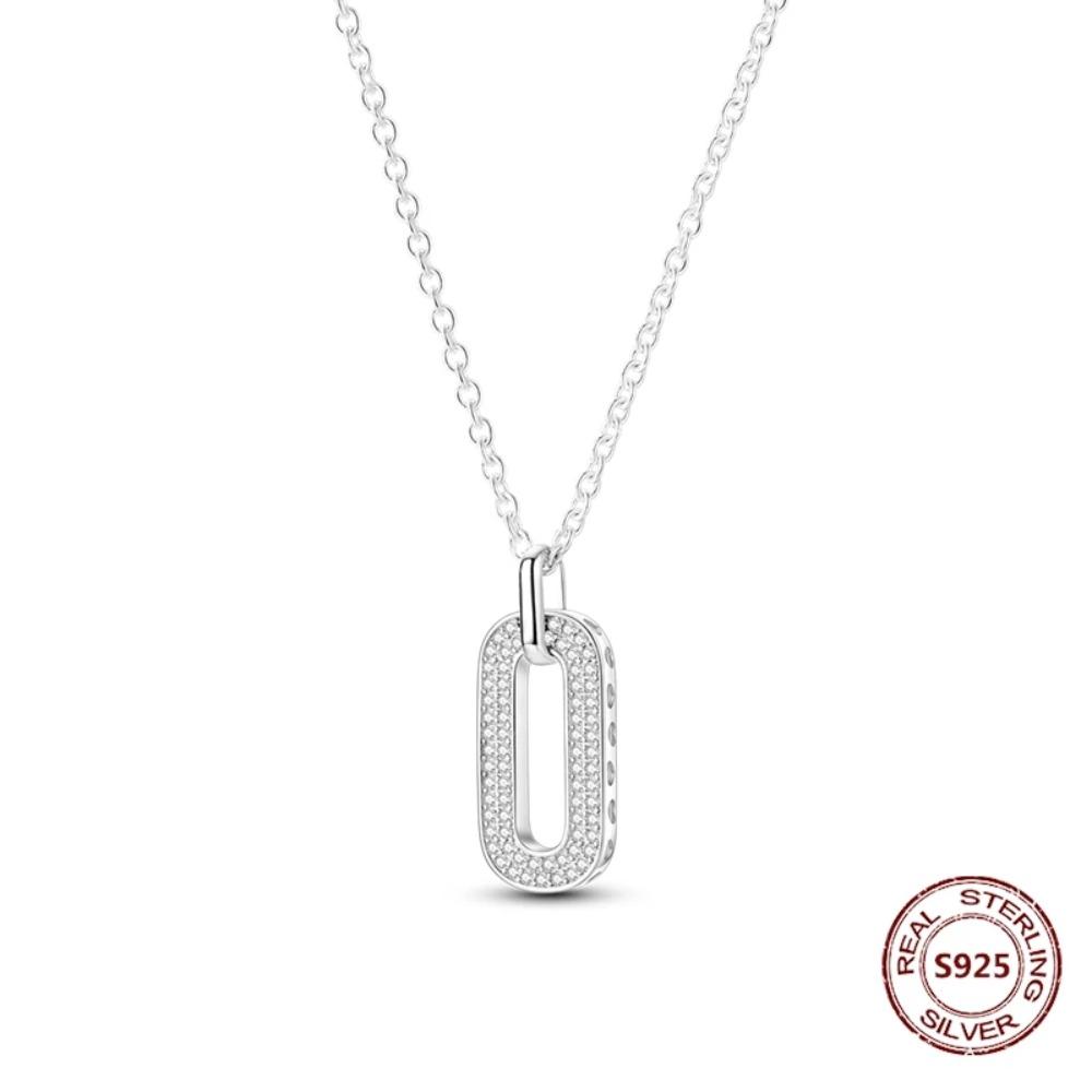 925 Silver Lucky Unicorn Necklace with Butterfly Firefly Bear Paw Print Zircon Chain Link Heart Jewelry for Women