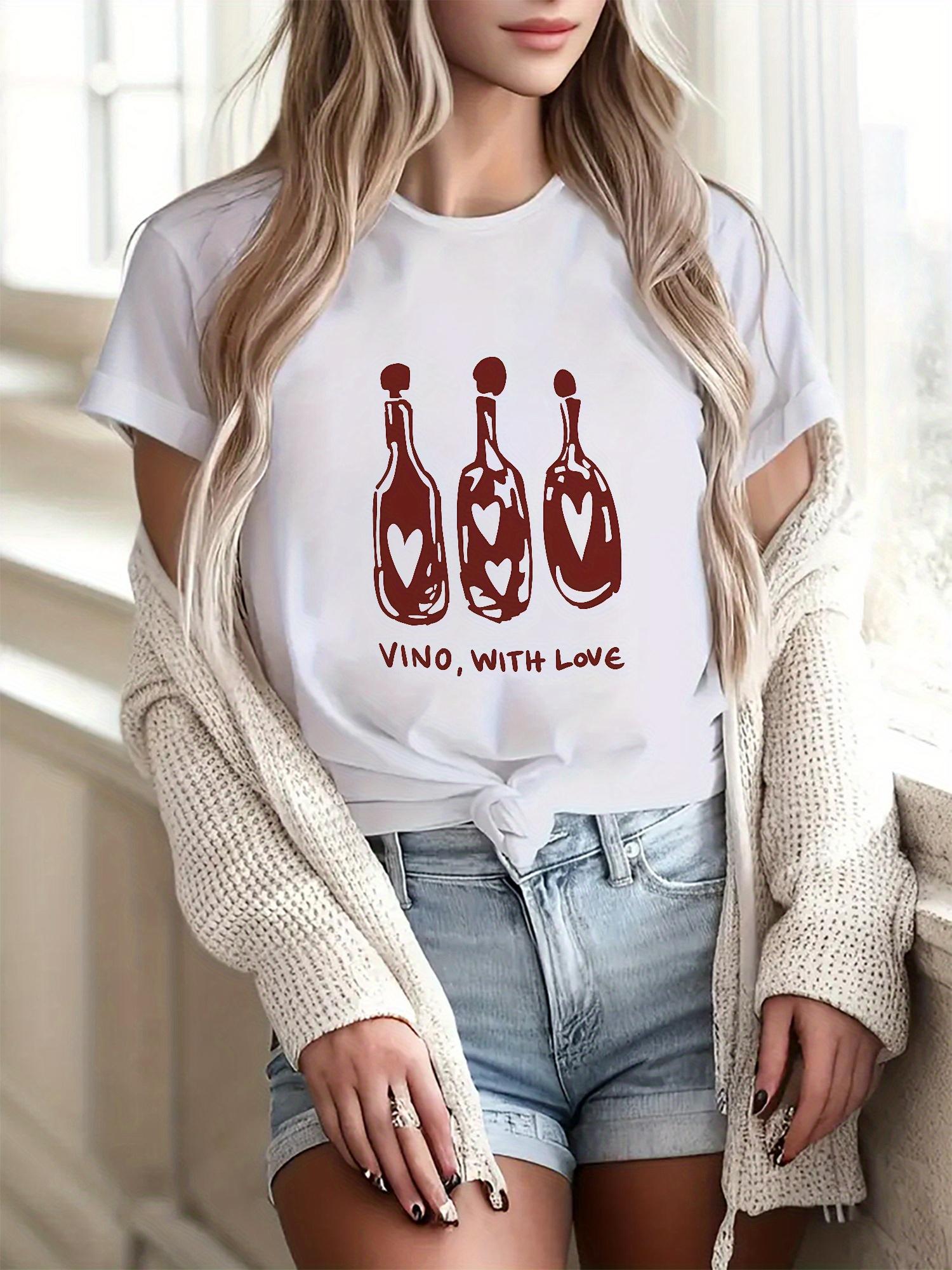 

Womens Fashion Creative Print TShirt Daily Outdoor Sports Versatile Fashion Style for All Seasons Breathable Round Neck Sleeve S