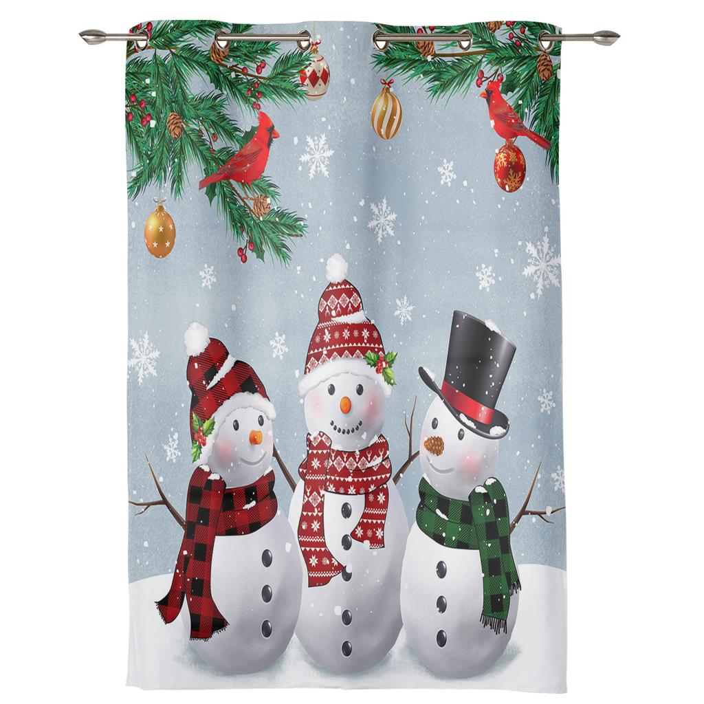 Christmas Tree Snowman Snowflake Window Curtains for Bedroom Luxury Kitchen Curtains Living Room Christmas Curtains