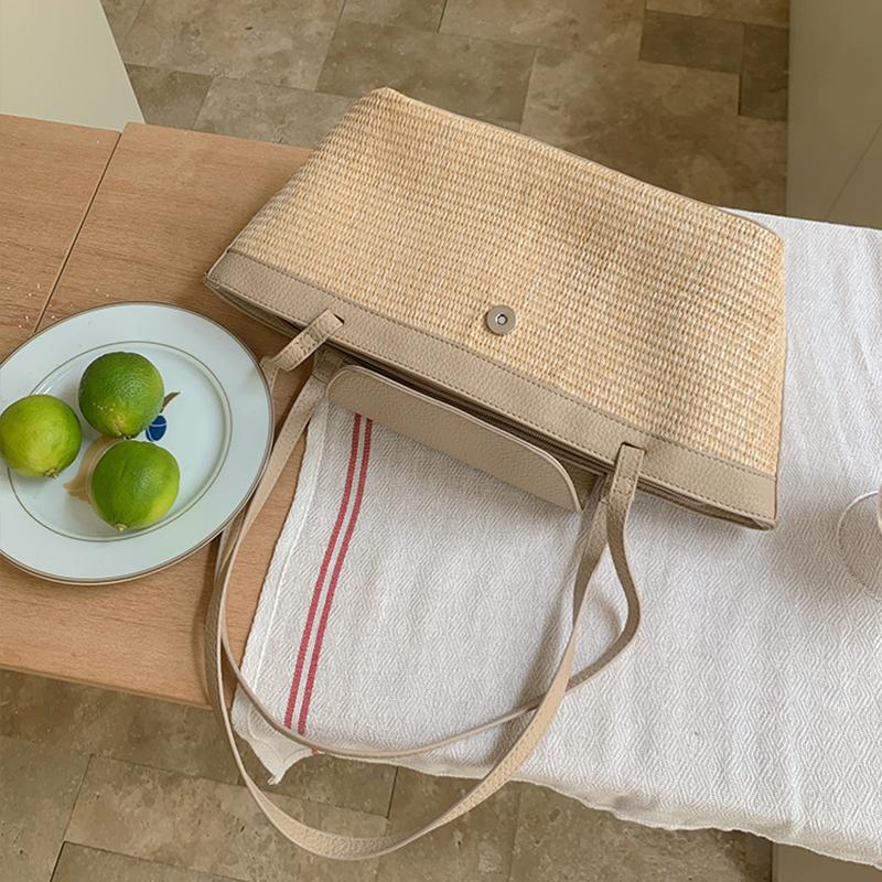 Summer Straw Woven Women Tote Bag Casual Lage Capacity Female Shoulder Bag New Fashion Luxury Designer Handbags