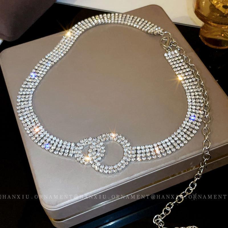 Luxurious and Charming Silvery Synthetic Zirconia Hoop Women's Waist Chain Body Chain for Beach Party