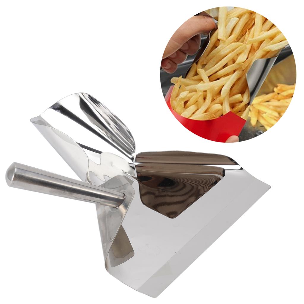 French Fries Shovel Rustproof Stainless Steel Food French Fry Popcorn Shovel French Fry Bagger Scooper for Cinemas