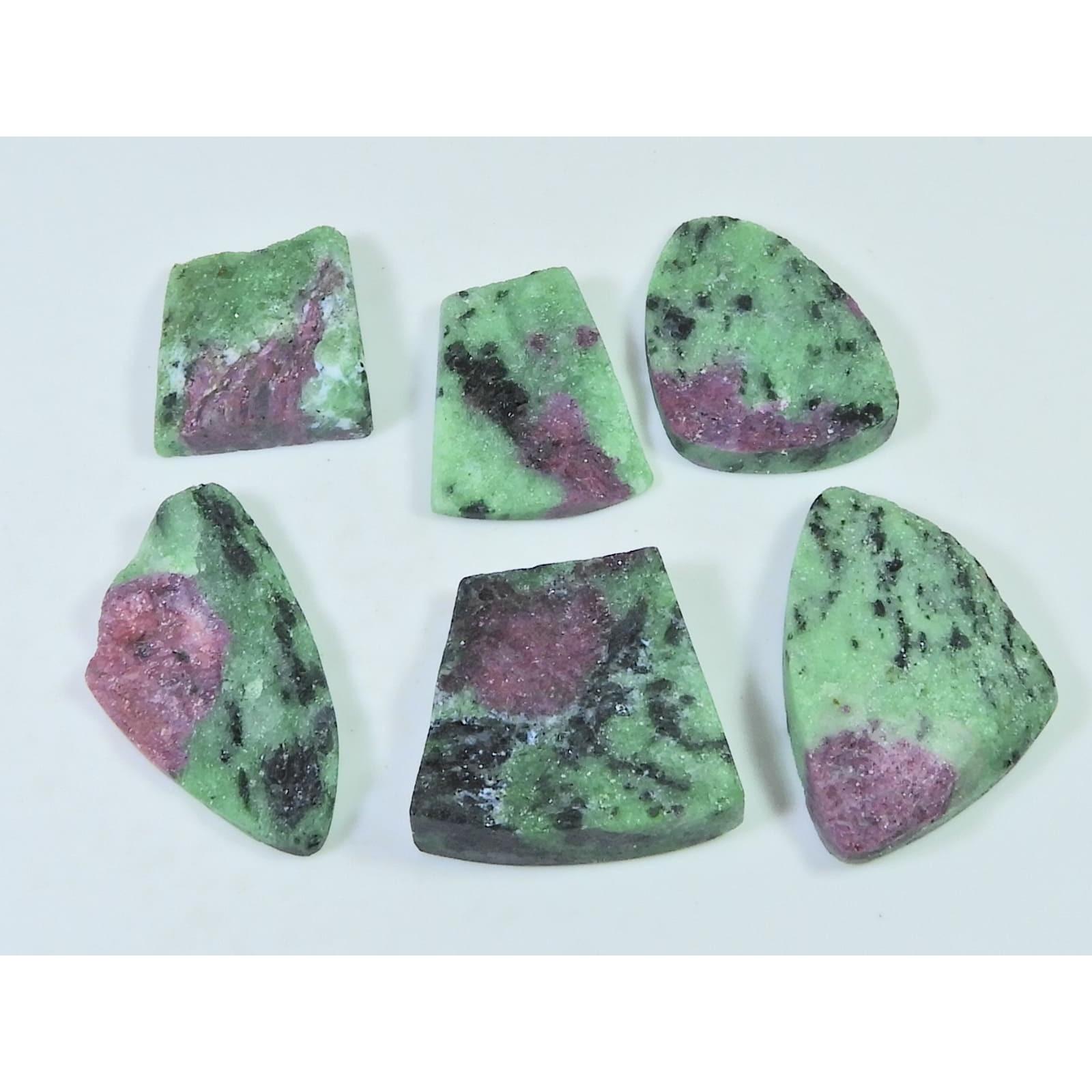06Pcs Natural Ruby Zoisite Druzy Fancy Cabochon Loose Gemstone Lot 220Cts. C-2358