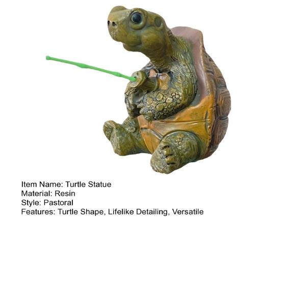 Fishing Turtle Statue Resin Figurine Animal Sculpture Garden Decor Lifelike Design Outdoor Ornament