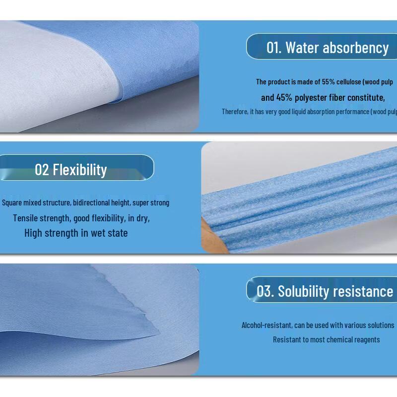 Industrial Dust-Free Blue Wiping Paper Rolls